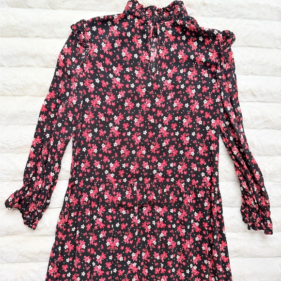 ZARA BLACK FLORAL MAXI DRESS LONG SLEEVE BOHO MIDI MAXI SIZE S - Picture 8 of 9